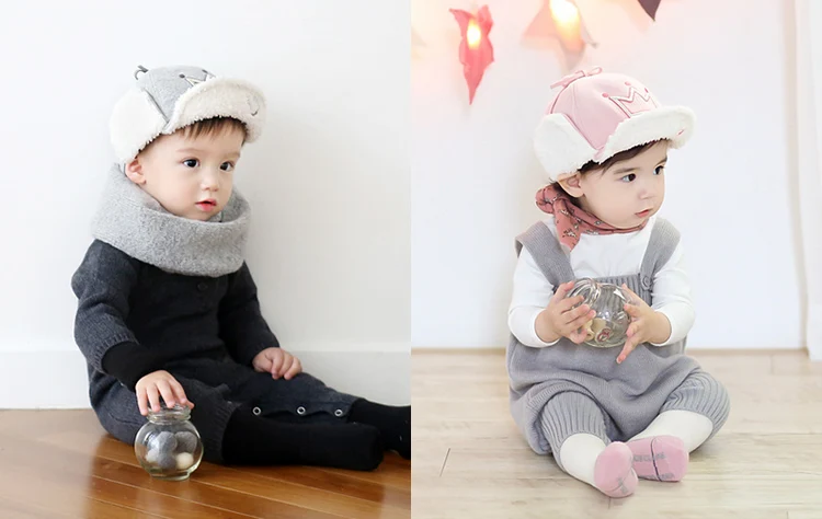 Зимние шапки в Корейском стиле для мальчиков и девочек теплые плюшевые с ушками