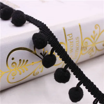 12mm black 2,7 см винтажная кружевная лента с вышивкой и кисточками, кружевная ткань ручной работы, платье для костюма, шитье, свадебное украшение, 1 год - Цвет: 12mm black