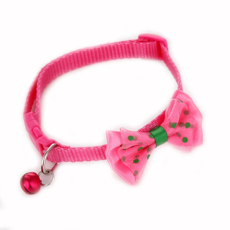 Bow rose Ошейники для домашних животных, модный Регулируемый милый галстук, ошейник для собак, кошек, питомцев, нейлоновый колокольчик, котенок, яркие цвета, галстук-бабочка - Цвет: Bow rose
