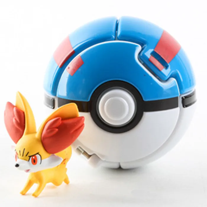 Fennekin blue Пикачу покеболл+ 1 шт бесплатно крошечные случайные фигурки внутри фигурки игрушки мяч - Цвет: Fennekin blue