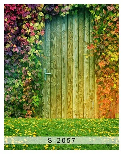 5x7FT темно-зеленые листья ветка дом деревянная дверь Трава Сад пользовательские