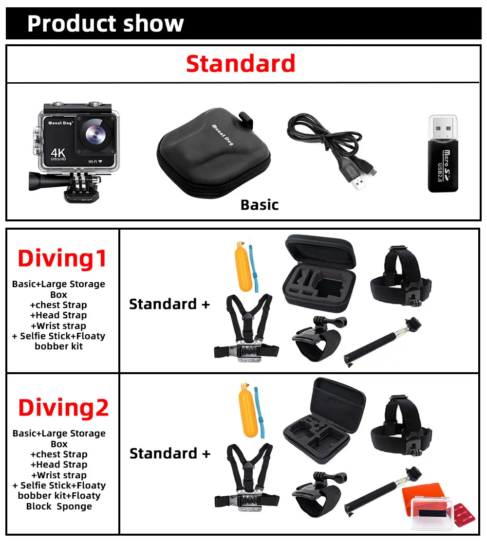Ultra HD 4K Спортивная экшн-камера Wifi 170D 30fps Go pro Аксессуары для селфи палка нагрудный ремень для спортивной видео экшн-камеры