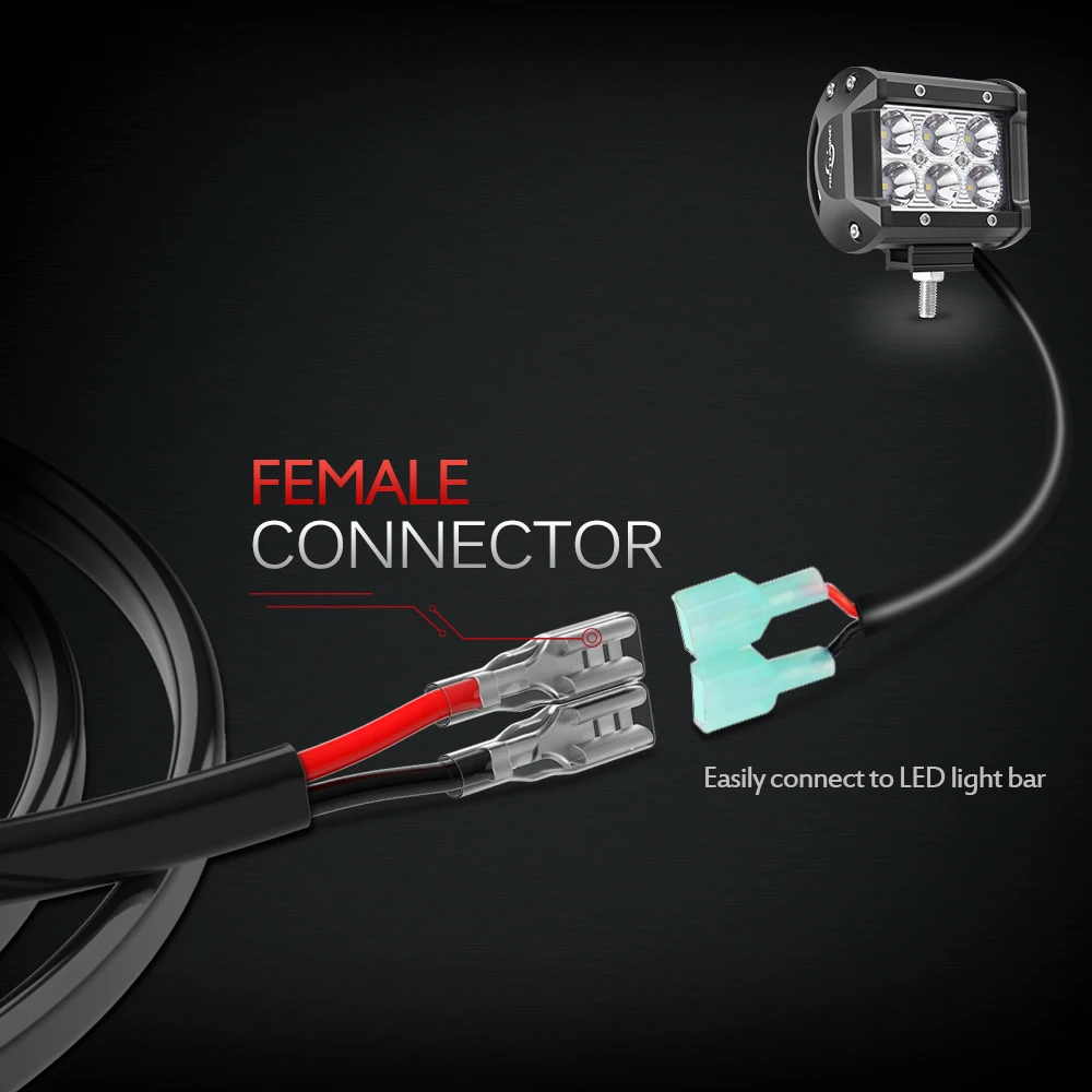 MICTUNING 2 шт 6.6ft 2 м 16AWG удлинительные шнуры/кабели для внедорожных светодиодный свет бар жгут проводов удлинительные кабели