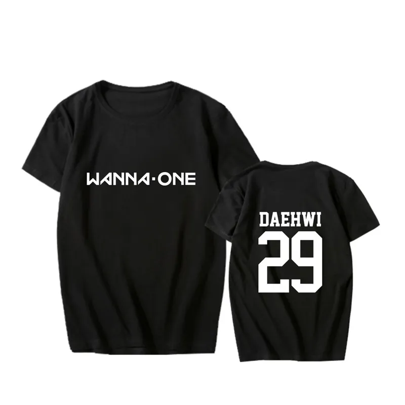 Корейская модная футболка WannaOne в стиле K POP из хлопка стандартная PT568|Футболки| |