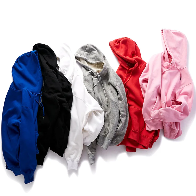 Однотонная Черная мужская толстовка с капюшоном из флиса хлопка и спандекса