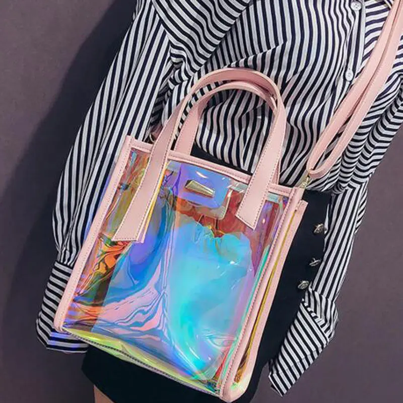 

Holographic Laser Messenger Bags Jelly Rainbow Hologram Transparent Handbag for Women Composite Bag Ladies Shoulder Bag