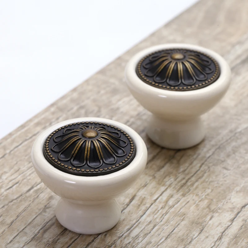 4x Новый стиль антикварный элегантный Керамика из цинкового сплава ручки и