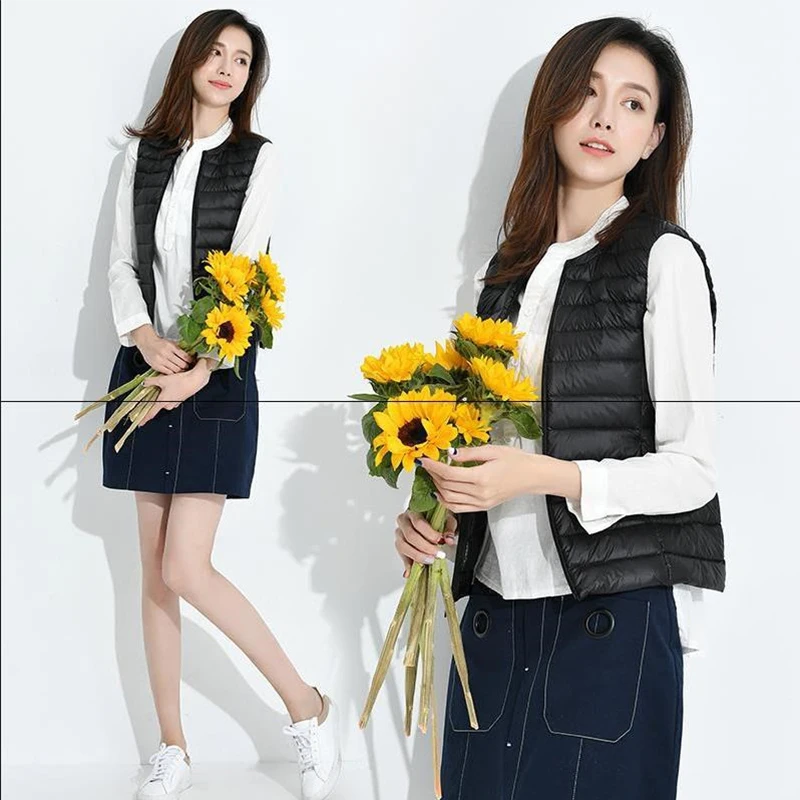 Женский жилет без рукавов пуховик легкое пальто зимняя теплая Женская легкая