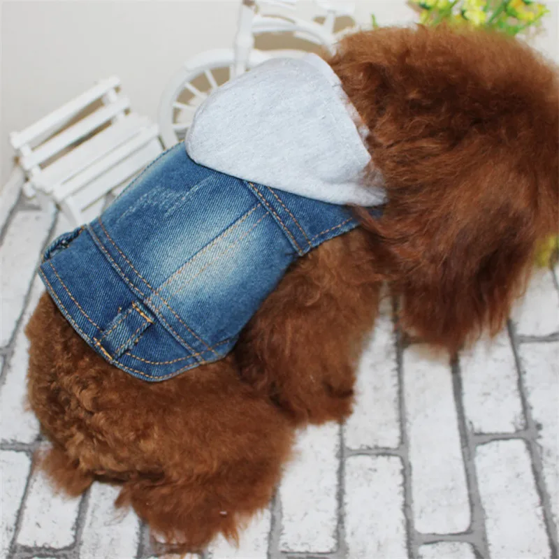 Fashion Dog Clothes Denim Retro Vest And Jeans Tactic Pet Bichon Autumn Winter Cat Coat Jacket |