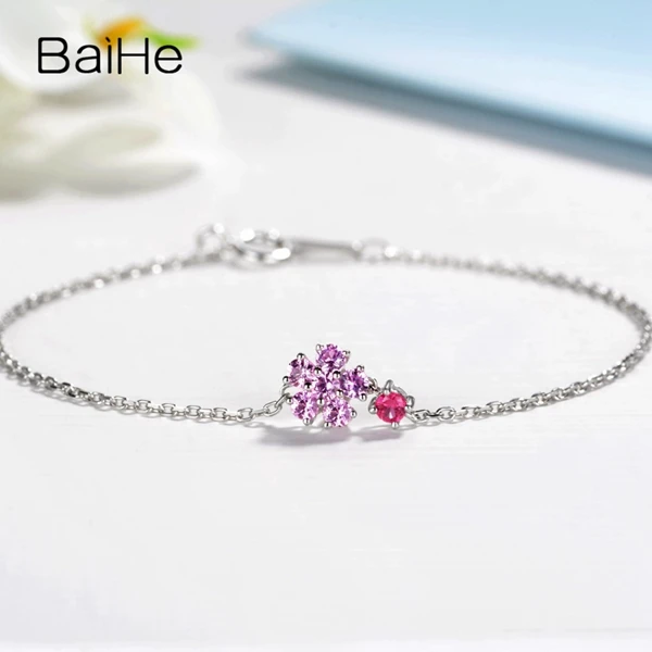 BAIHE, 14 к, белое золото, 0.35ct, сертифицировано H/SI, настоящие натуральные бриллианты, обручальные женские классические ювелирные изделия, Подарочный браслет