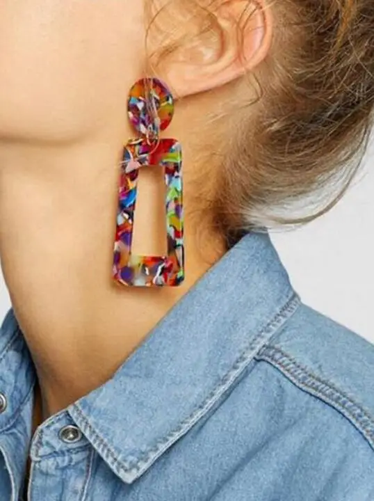 

Geometric Drop Earrings for Women Acrylic Squre Earring Fashion Jewerly AM0554
