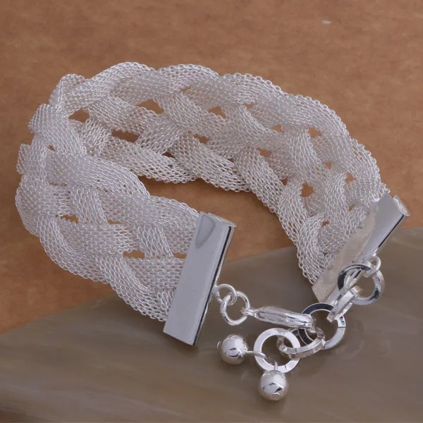 Женский браслет из серебра 925 пробы с широкой сеткой|bracelets for|bracelets for womenbracelets women
