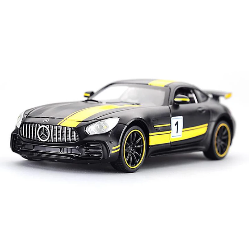 1:32 Сплав AMG GT GTR оттягивающаяся литьевая модель автомобиля Назад в будущее со