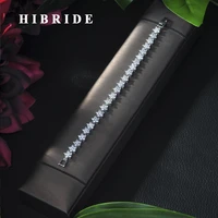 hibride high quality round cubic zirconia tennis charm bracelets bangles for women fashion flower design wedding jewelry b 56