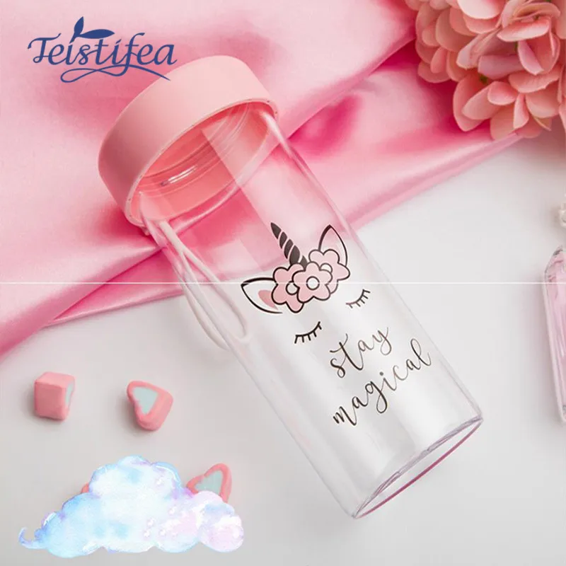 Teistifea 1 шт. Пластик бутылки Творческий мультфильм Rainbow Unicorn Портативный стороны