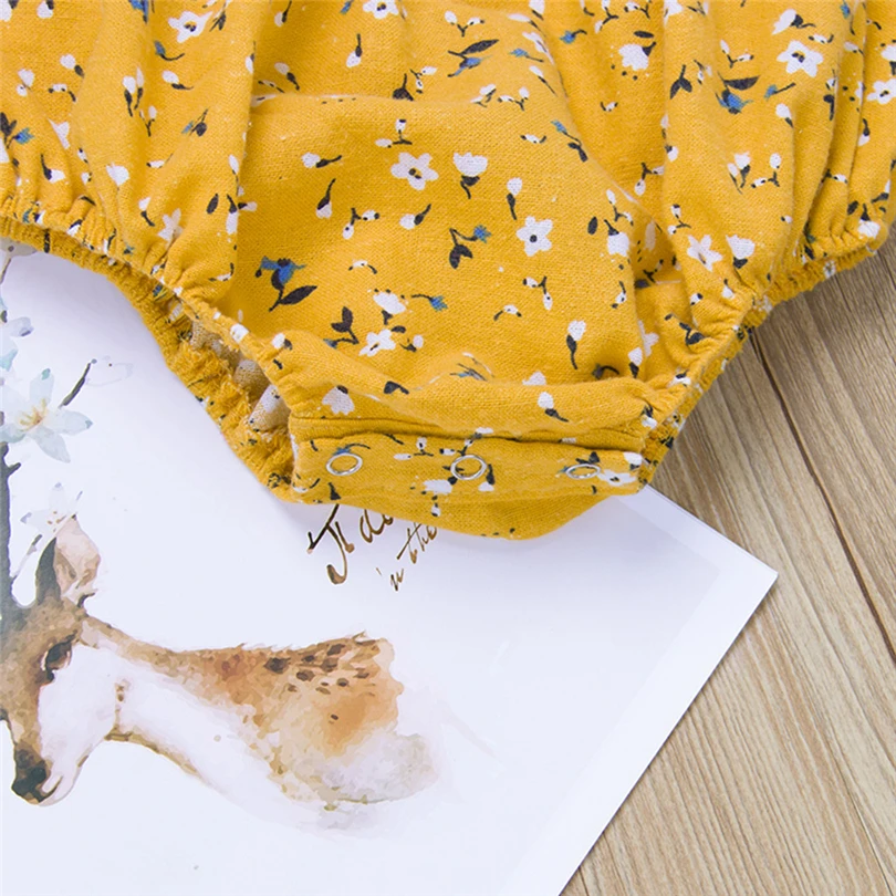 

Toddler Infant Baby Girls Floral Printing Half Sleeved Bodysuit Summer Newborn Peter Pan Collar Romper Clothes 3-24 Month A20