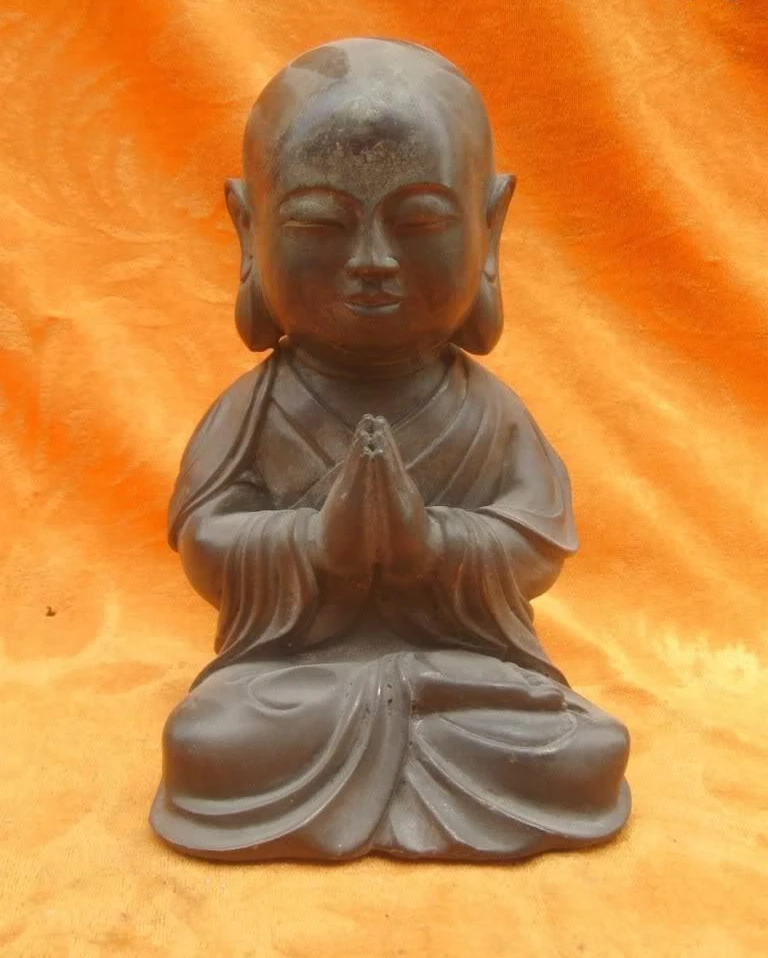 

8" Chinese copper Bronze carved Buddhism Sit Sakyamuni buddha Sculpture statue