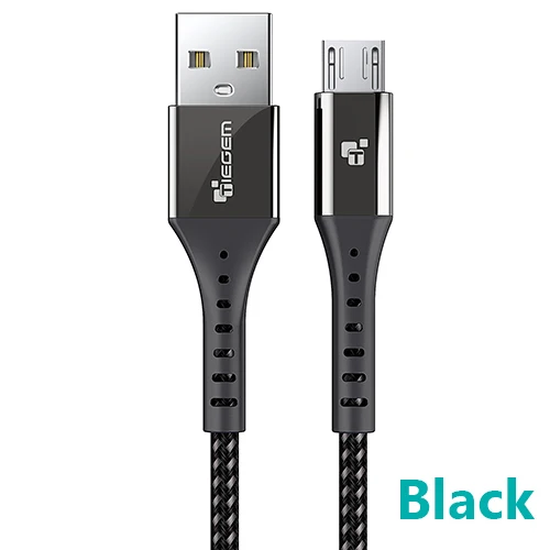 Black TIEGEM 2A Micro USB кабель с нейлоновой оплеткой 1 м кабель передачи данных для быстрой зарядки для samsung S7 edge huawei htc Android кабель для мобильного телефона - Цвет: Black