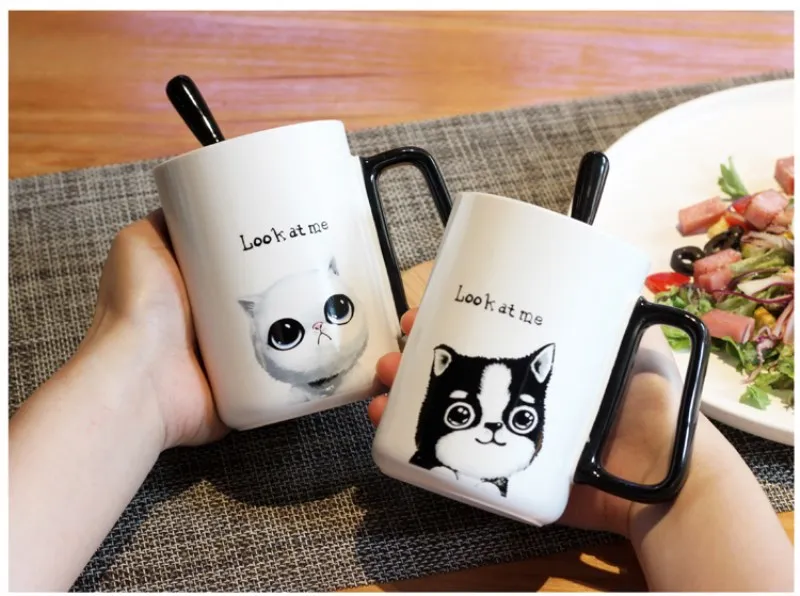 Новинка 2019 милые кружки из керамики с рисунком кота и собаки кофейные чашки для