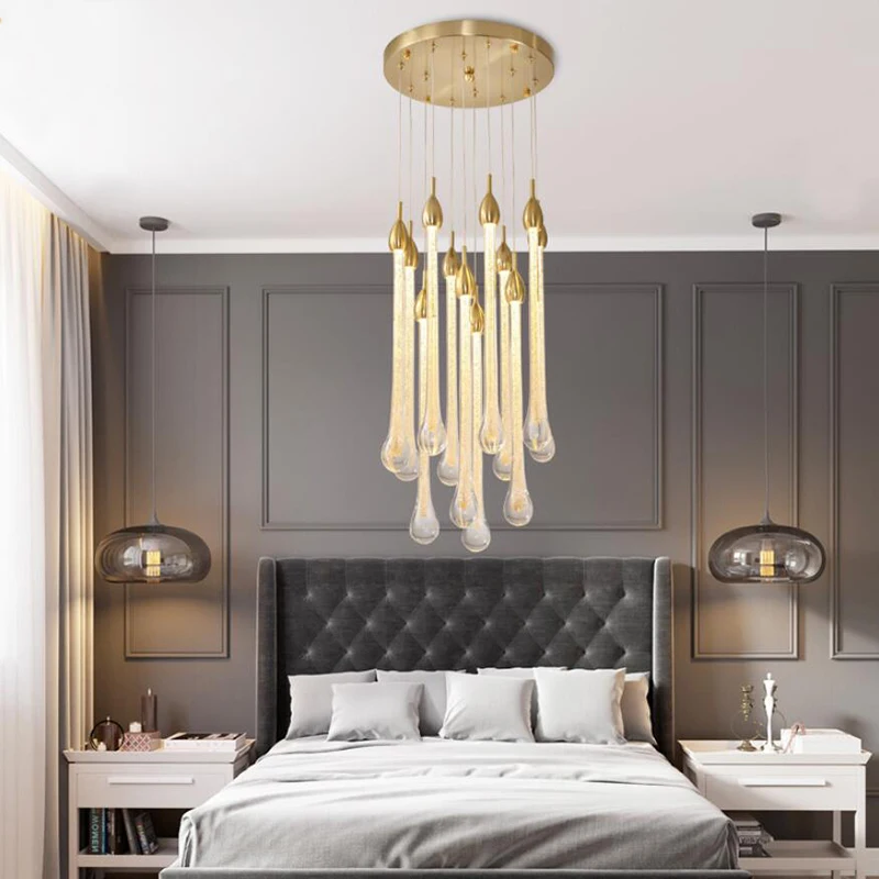 Капельки воды K9 Хрустальная люстра вилла Круглая Лестница светодиодный