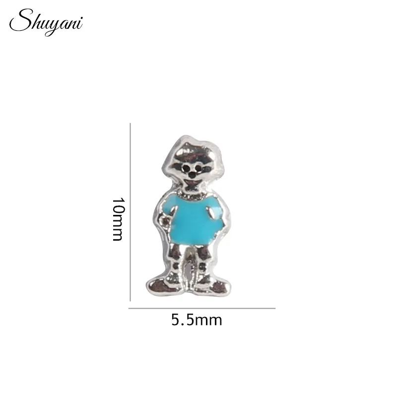 F44 микс плавающий медальон амулеты эмаль серебряный цвет 20 шт девочка и мальчик