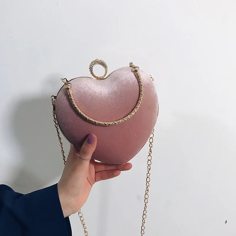 Цепь с плетением сердце 2019 новый вид сумки Золотая Бархатная сумочка дамская для