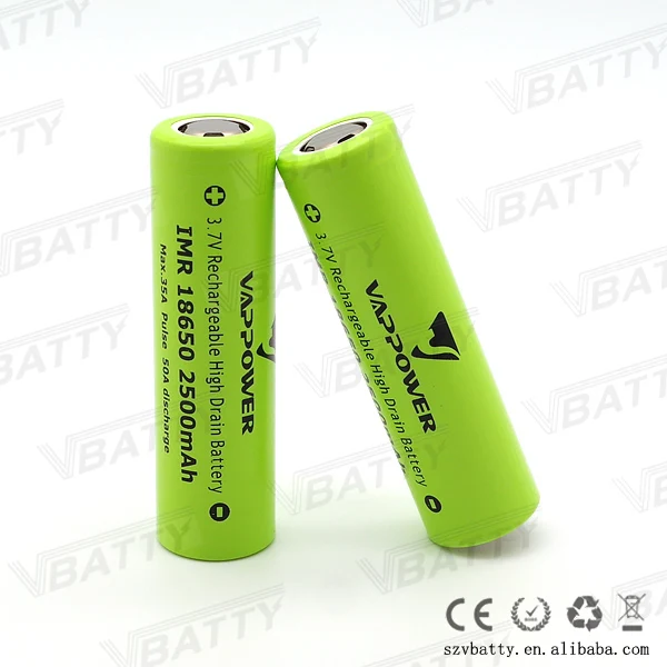 4 шт. оригинальный VAPPower IMR18650 3 7 В Высокая дренажная 35A 2500 мАч pulse 50A INR 18650 батарея для