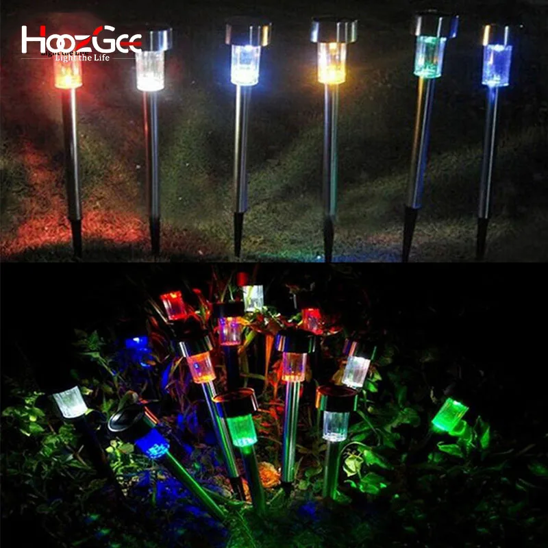 HoozGee газон ночник цвет изменение/белые фонари, работающие от солнечной энергии светодиодный пост Путь Открытый Сад Освещение Водонепроницаемый