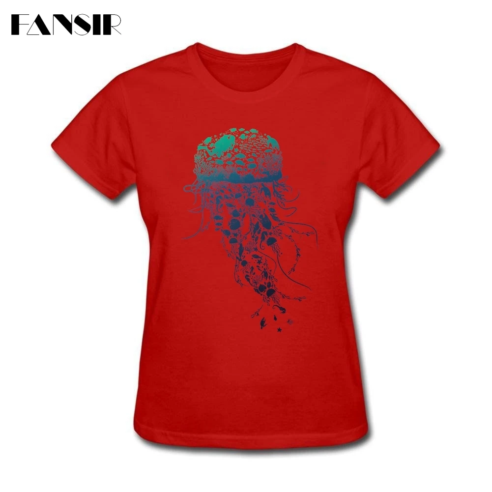 Морская жизнь футболка женская летняя с круглым вырезом и короткими рукавами