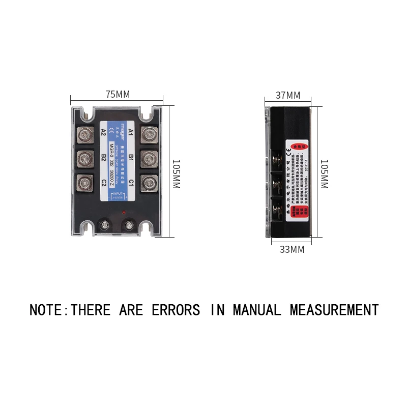 200A трехфазное твердотельное реле 380VAC SSR DC контроль AC (MGR 3 032 38200 Z) Бесплатная