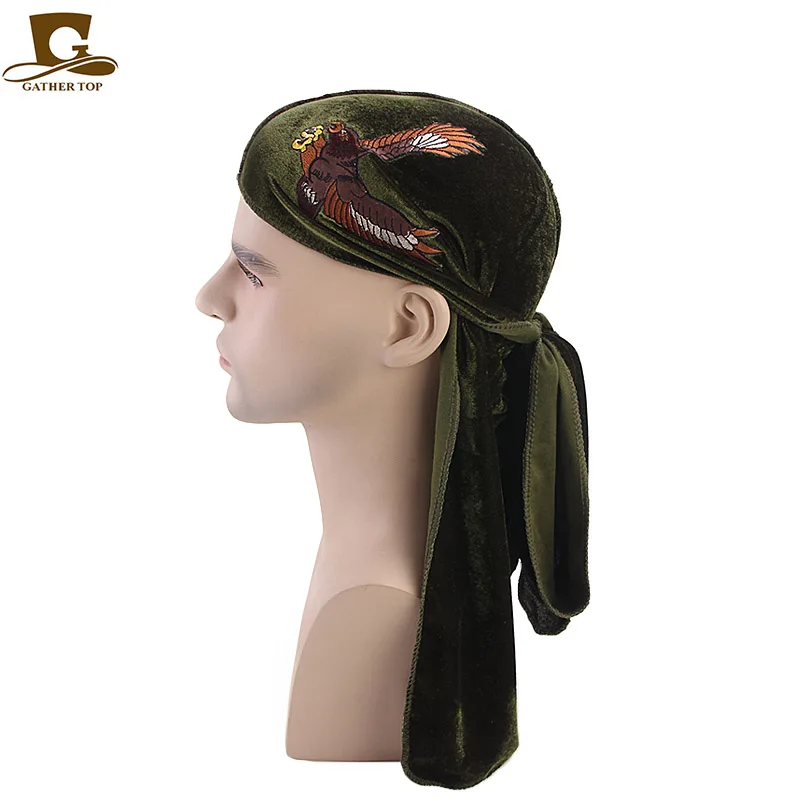 Новинка бархатная прочная бандана унисекс с вышивкой орла дышащая шапка Бандана