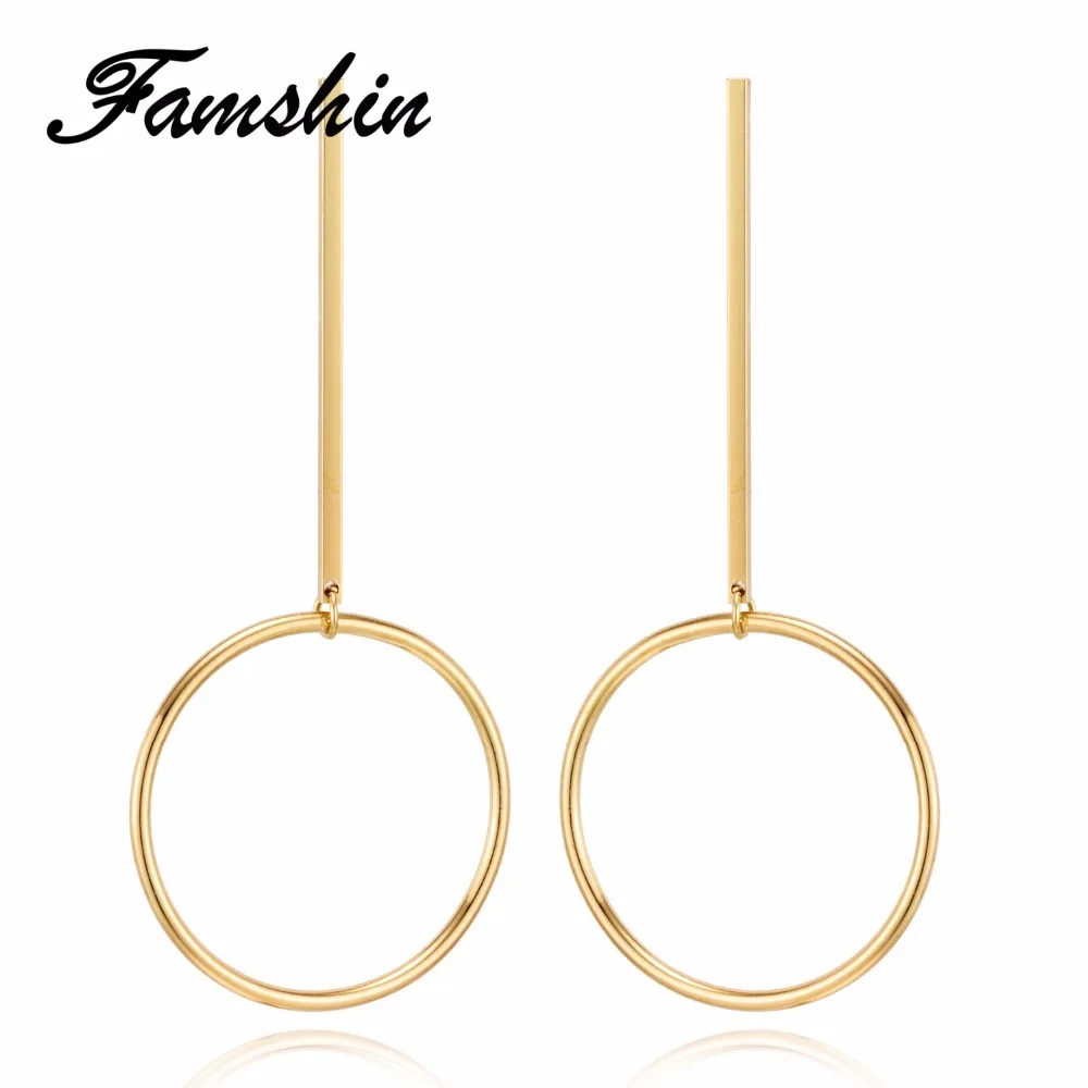 FAMSHIN Fashion Exaggerated Aros Hoop Earrings for Women Big Circle Round Pendant Brincos Jewelry | Украшения и аксессуары