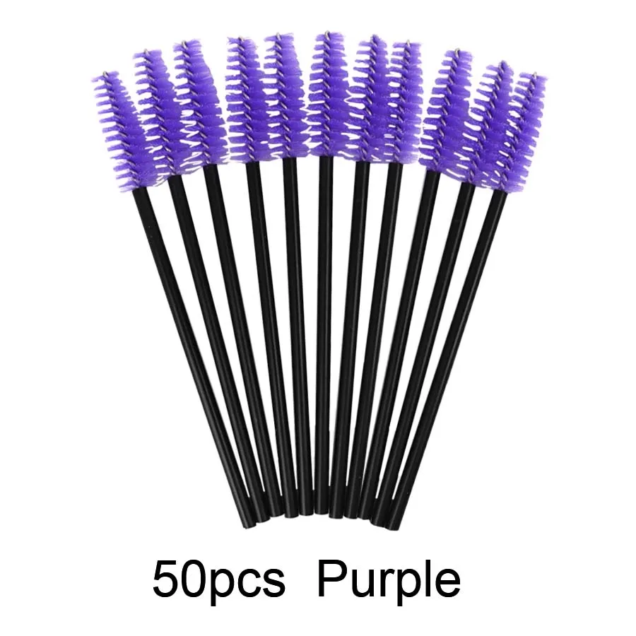 Purple 50 PCS Одноразовая тушь для ресниц 50/100 шт. щеточки с тушью для ресниц палочки для наращивания ресниц кисти для макияжа принадлежности для наращивания ресниц - Handle Color: Purple 50 PCS
