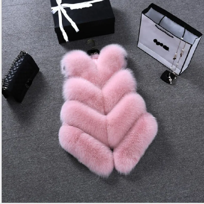 Женский жилет из искусственного лисьего меха размера плюс S ~ 4XL осенне-зимний