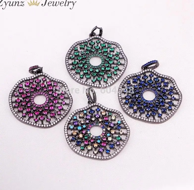 Mix Color Pendant 5 нитей ZYZ320-5909 микро Pave CZ Радужный цветок кулон ожерелье, Pave кубический цирконий Многоцветный ожерелье кулон - Окраска металла: Mix Color Pendant