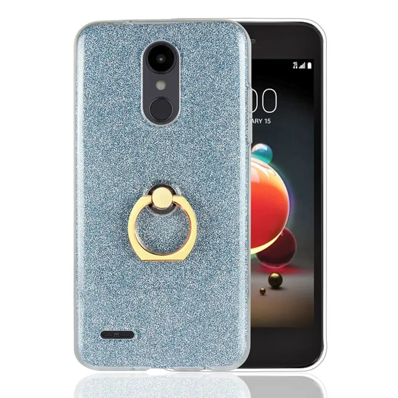 UPaitou чехол с блестками для LG Aristo 2 задняя крышка подставка кольцо держатель мягкий