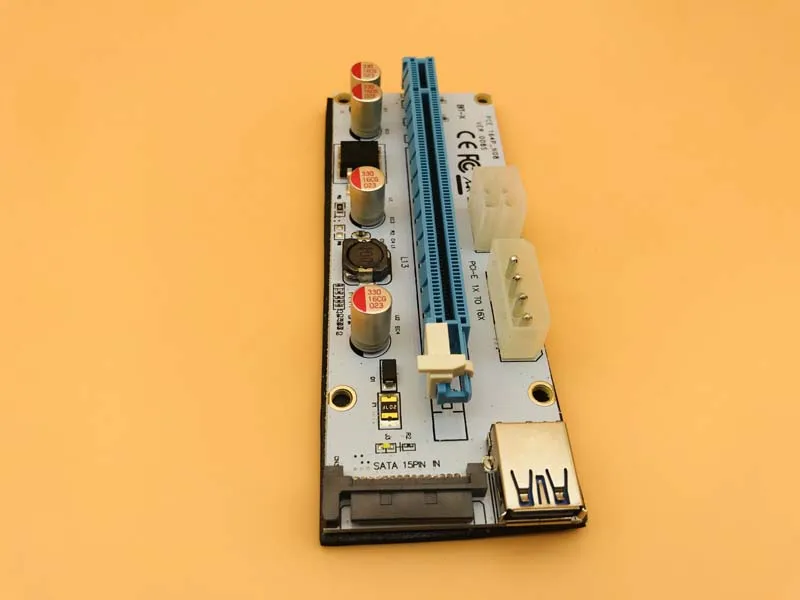 Новинка PCI E Express Riser 3в1 SATA 4Pin 6Pin Power USB 3 0 1x to 16x Card для BTC Antminer Miner|Платы расширения| |