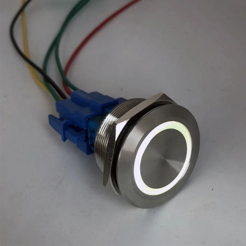 White With Socket 1 шт. 30 мм самовосстановляемый плоский круглый светодиодный знак 3 В~ 220 В металлический кнопочный переключатель мгновенная кнопка автоматический сброс водонепроницаемый - Цвет: White With Socket