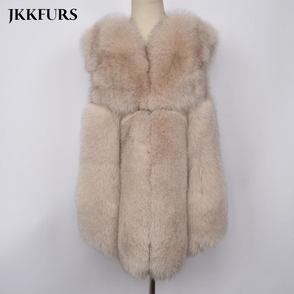 Женский меховой жилет теплая зимняя безрукавка из натурального Лисьего меха S7432 |