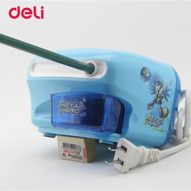 Новинка электрическая точилка для карандашей Deli с мультипликационным рисунком