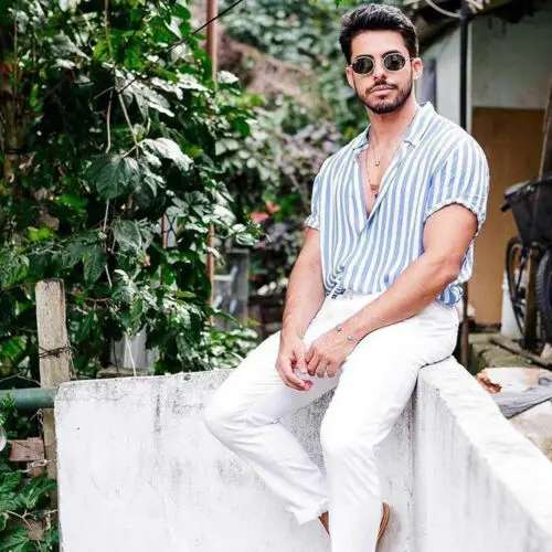 

Mens Short Sleeve Button Down Shirt Tops Slim Fit Stylish Shirts Men Casual Striped Casual Top Shirts Men Clothing 2019