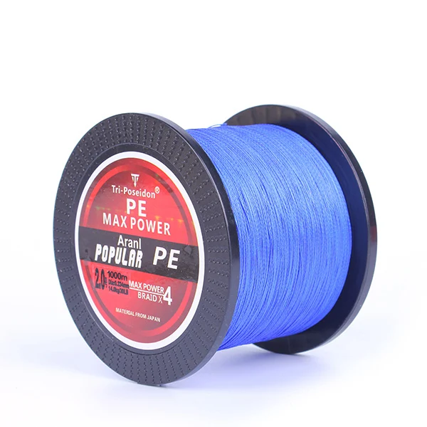 blue Новинка, супер качество, бренд Tri-Poseidon, серия TP1000, плетеная леска, 1000 м, японская проволока, PE плетеная леска, 8, 10, 15, 20, 30, 40, 50, 60 фунтов - Цвет: blue