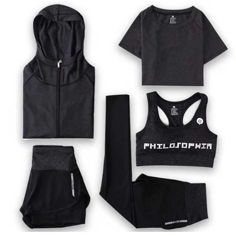 5 шт. Женский комплект для йоги спортивный костюм женская спортивная одежда бега