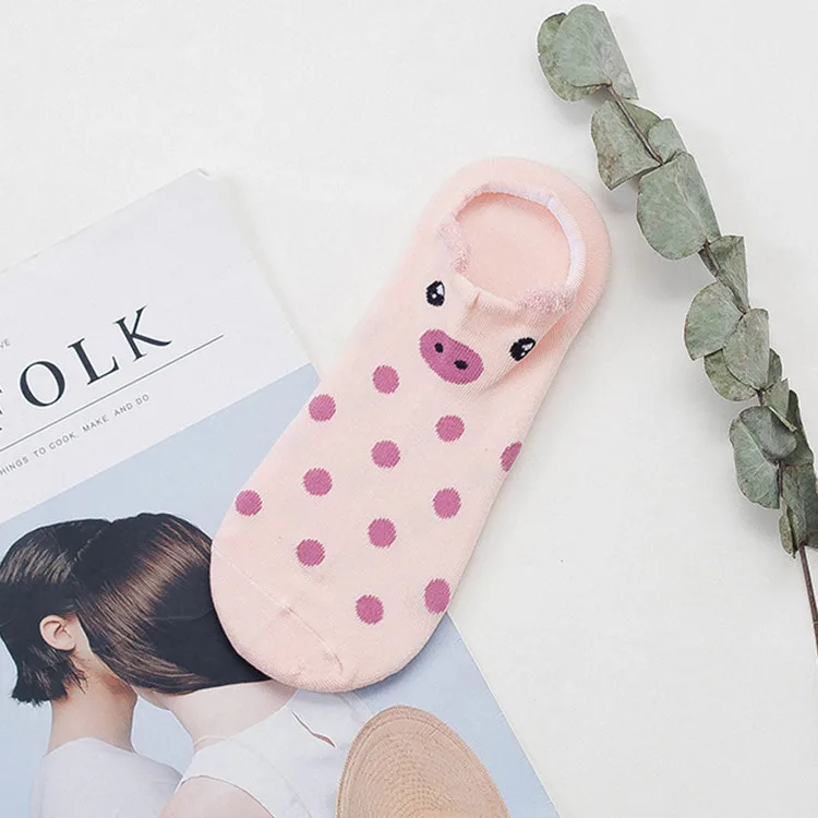 5 Корейские женские Kawaii 3D Харадзюку С животным принтом на каждый день розовая свинья/собака/кошка летние Chaussettes хлопок рубашка носки милые забавные для женщин - Цвет: 5