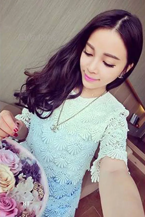 Blusas Femininas 2015 Women Shirt Lace Blouse Fashion Crochet Top Lady Blusa Princess Splicing Flower 25 |