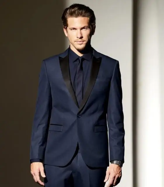 Фото 2017 мужские формальные костюмы модный синий темно-синий деловой костюм свадебные
