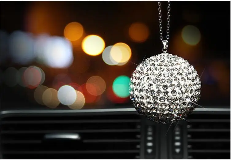 1 х Автомобильное зеркало заднего вида Шарм Кристалл Bling шариковый висячий орнамент Стразы Декор интерьера хрустальный шар счастливый кулон