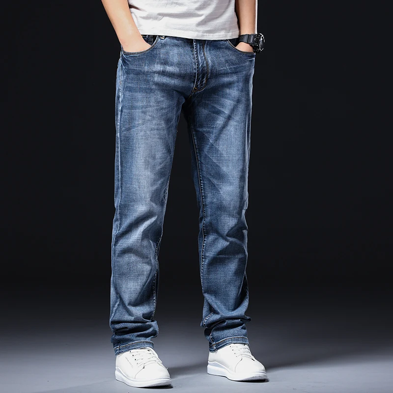 Новинка 28-44 классические джинсы мужские свободные комбинированные большого