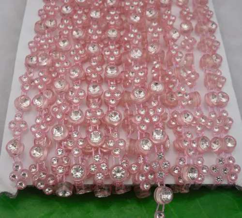 rhombus round clear glass crystal rhinestones banding plastic cup setting clothing bag applique wedding decorations 10yards #23 | Дом и сад
