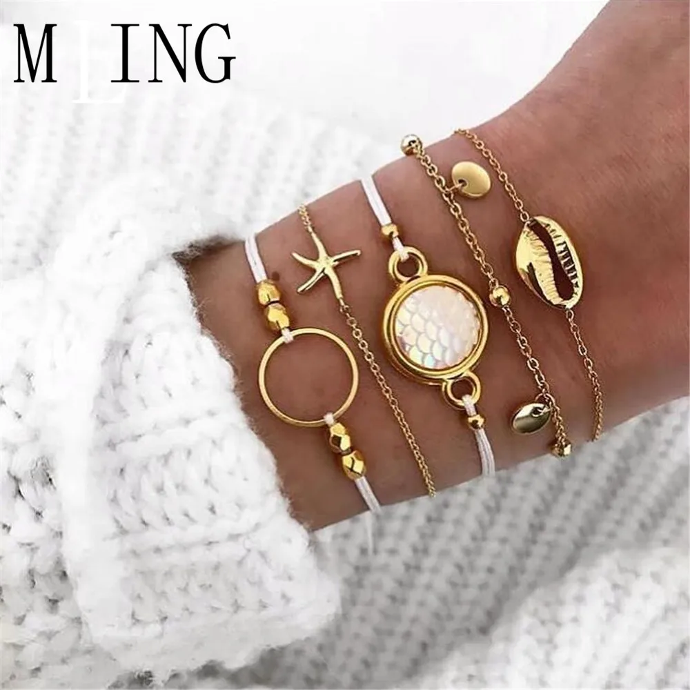 Женский винтажный браслет из золотого сплава 5 шт./компл. | Украшения и аксессуары